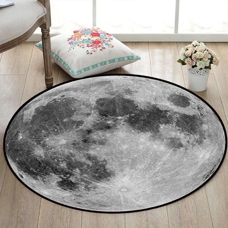 Realistic Multicolor Cosmos Print Rug Polyester Modern Carpet Pet Friendly Non-Slip Machine Washable Rug for Children's Room by BowLift