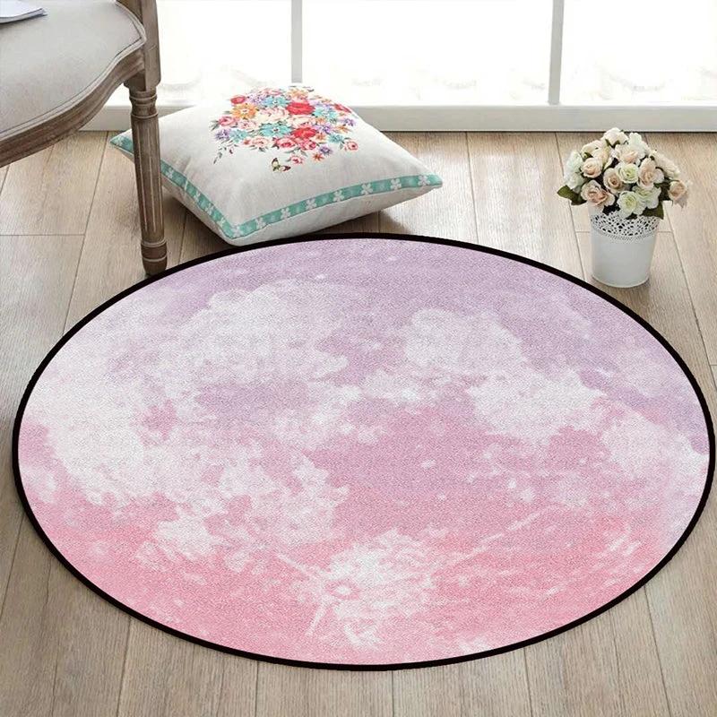 Realistic Multicolor Cosmos Print Rug Polyester Modern Carpet Pet Friendly Non-Slip Machine Washable Rug for Children's Room by BowLift
