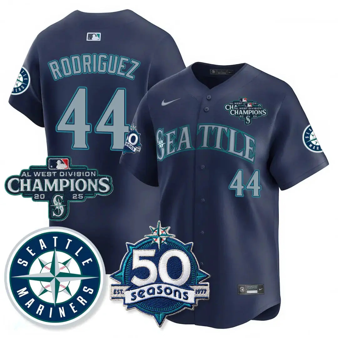 SEA Vapor Premier Limited Gold Jersey - 50th Anniversary & AL West Division Champions - All Stitched by Digigearus