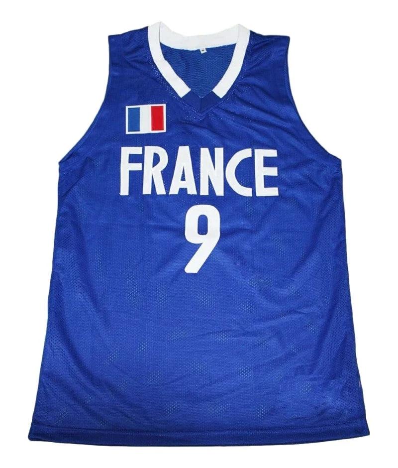 Tony Parker Jersey #9 Team France Basketball Blue by My store basketball