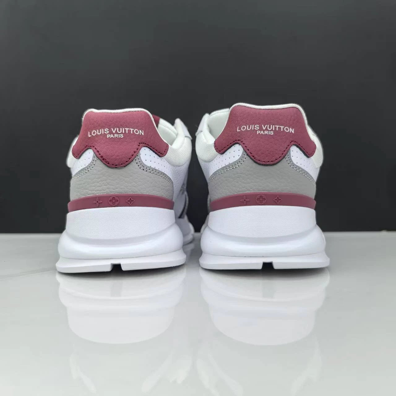 Luxury Lou Paris Classic Trainers White Grey Burgundy Shoes Sneakers by Air Jordan
