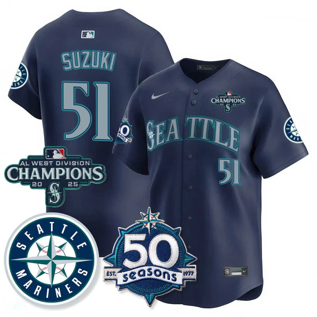 SEA Vapor Premier Limited Jersey - 50th Anniversary & AL West Division Champions - All Stitched by Digigearus