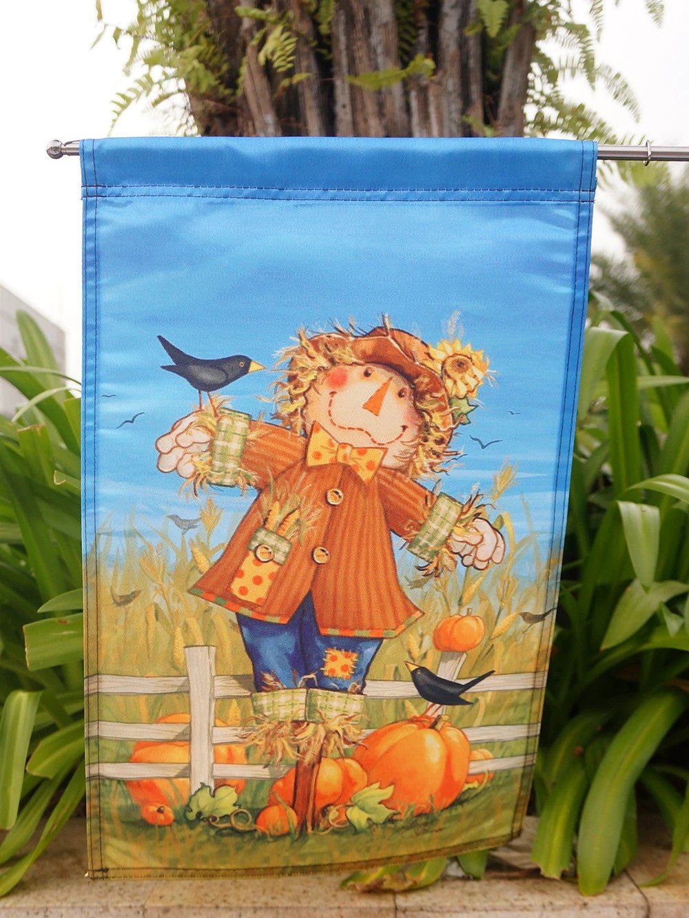 October Scarecrow Fall Garden Flag Harvest Crows Autumn 12.5" x 18" 28 "x 40" by flagsshop