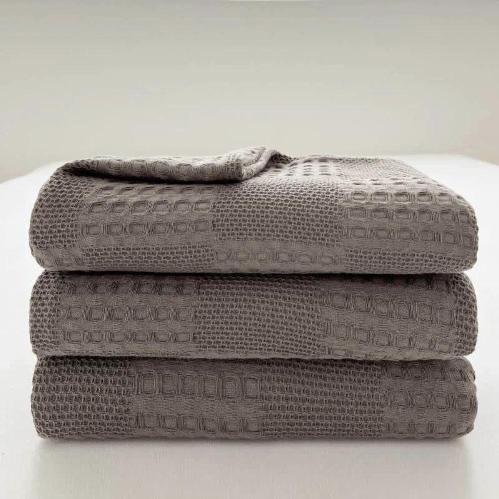 Blush Waffle Checkered Blanket by Casa & Beyond