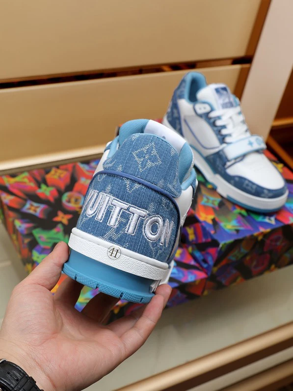 Luxury Virgil Trainer Sneakers Shoes Signature Blue White Monogram by Air Jordan