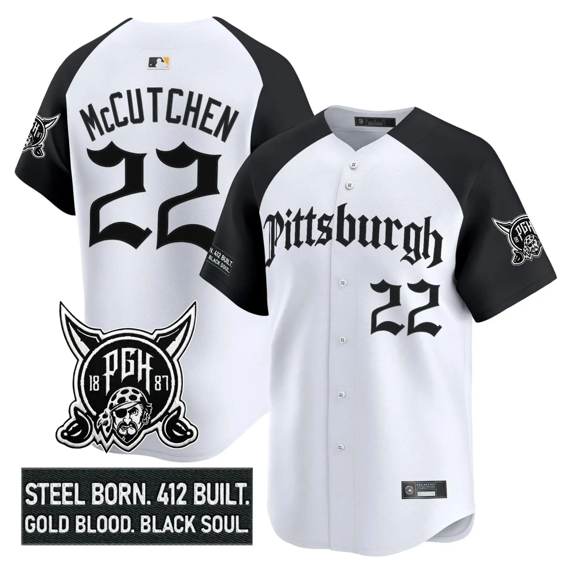 PIT 'Gothic Steel City Edition' Vapor Premier Limited Jersey - All Stitched by Pittsburgh Pirates