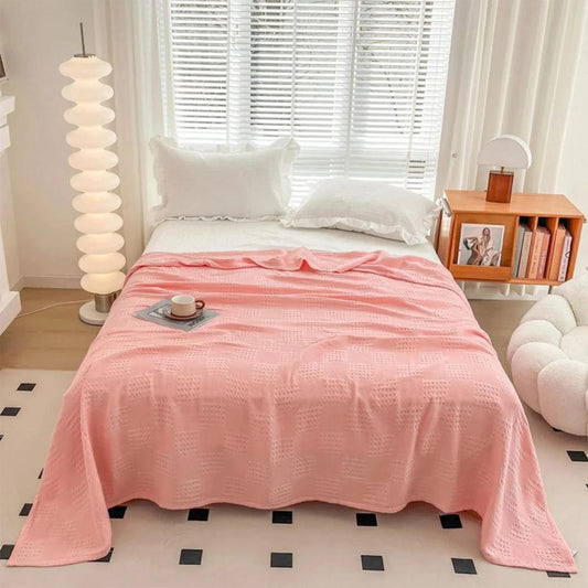 Blush Waffle Checkered Blanket by Casa & Beyond