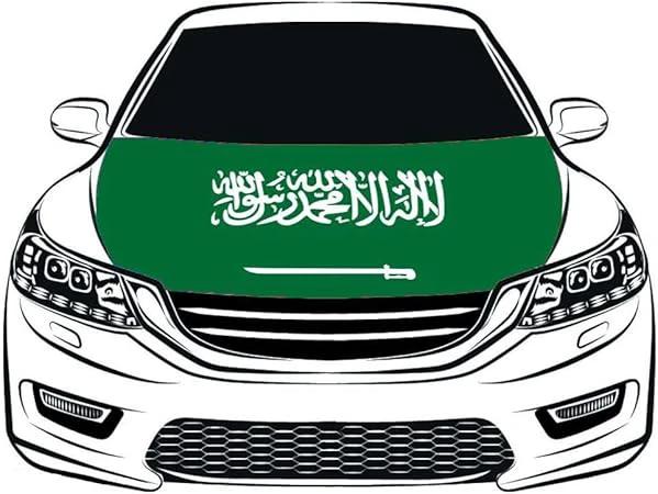 Kingdom of Saudi Arabia Hood Cover Flag ,Engine Flag ,3.3X5ft/6X7FT, 100% Polyester Elastic Fabrics Can be Washed Suitable for large SUV and Pickup Trucks by flagsshop