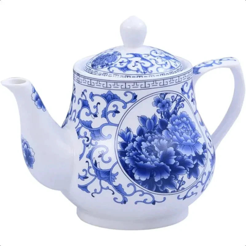 26oz Decorative Ceramic Teapot Blue and White Home or Office Teapot by Bowlift