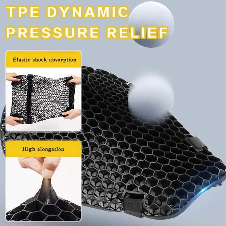 HoneyRide – 3D Honeycomb Shock-Relief Motorcycle Seat Cushion by BowLift