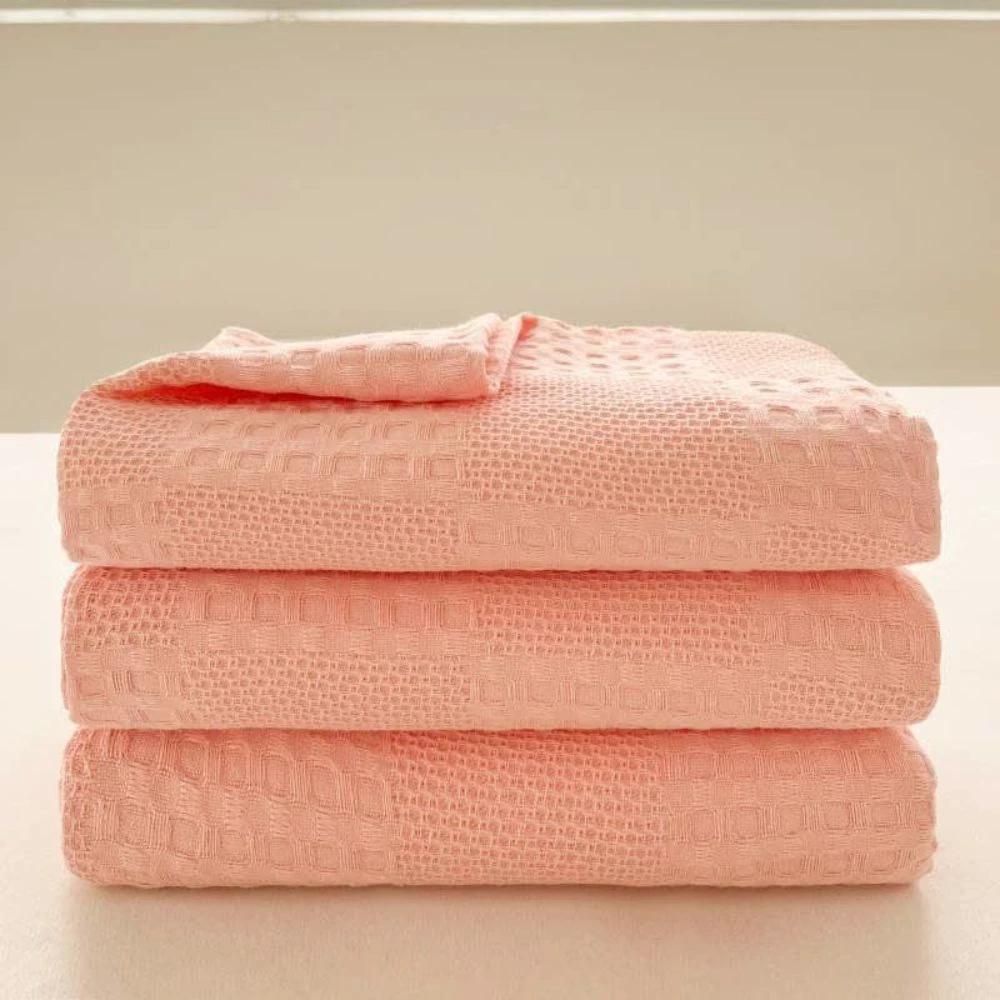 Blush Waffle Checkered Blanket by Casa & Beyond