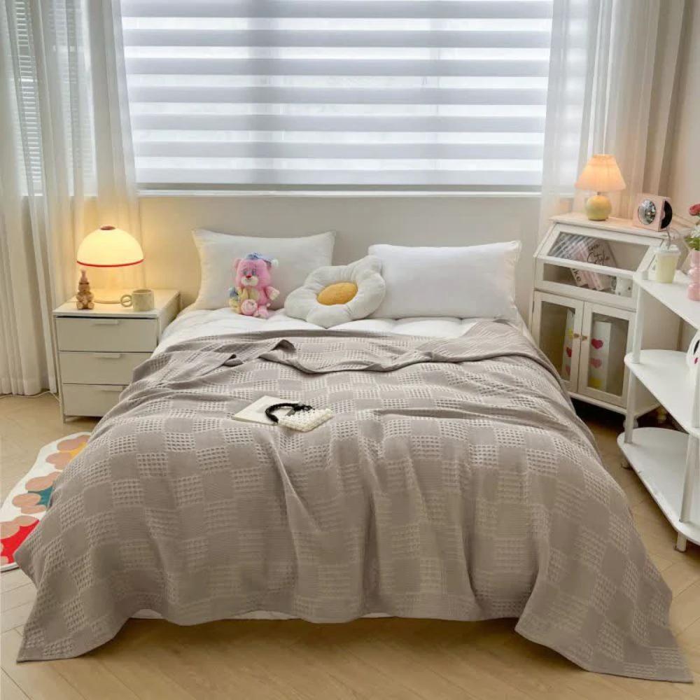 Blush Waffle Checkered Blanket by Casa & Beyond