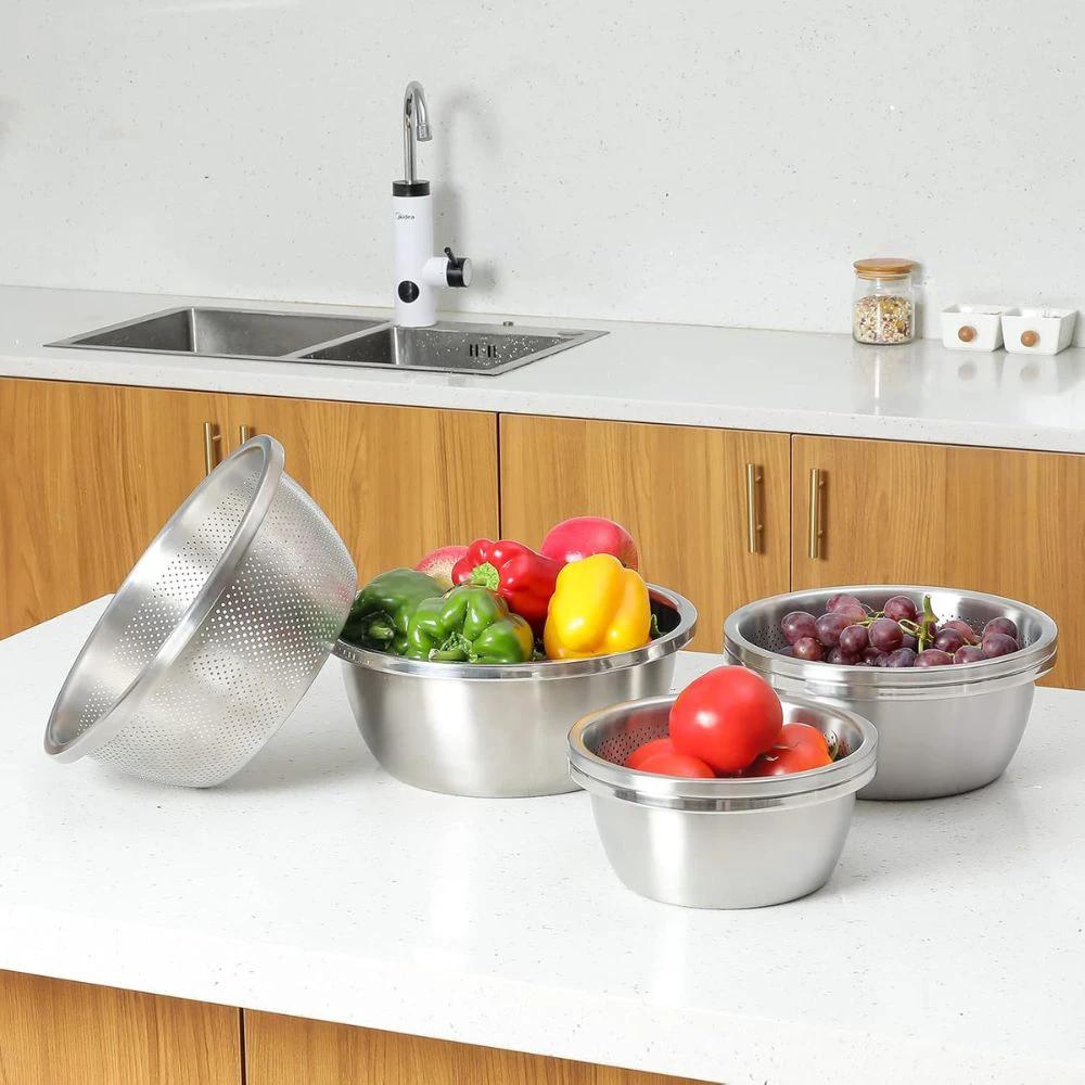 Rinse Mix Stainless Colander Duo Set by Casa & Beyond