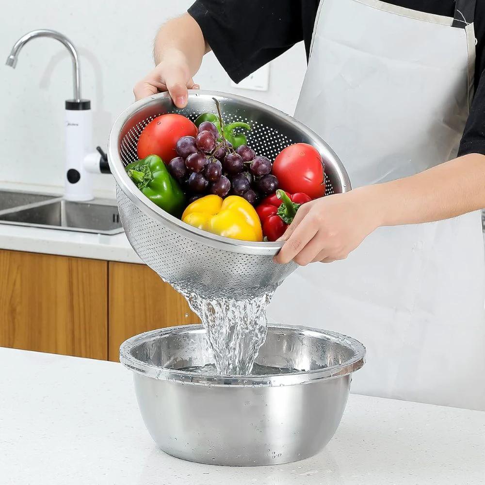 Rinse Mix Stainless Colander Duo Set by Casa & Beyond