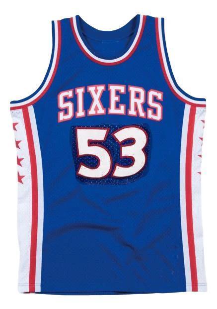 Darryl Dawkins Jersey #53 Philadelphia Basketball Sewn Blue by My store basketball