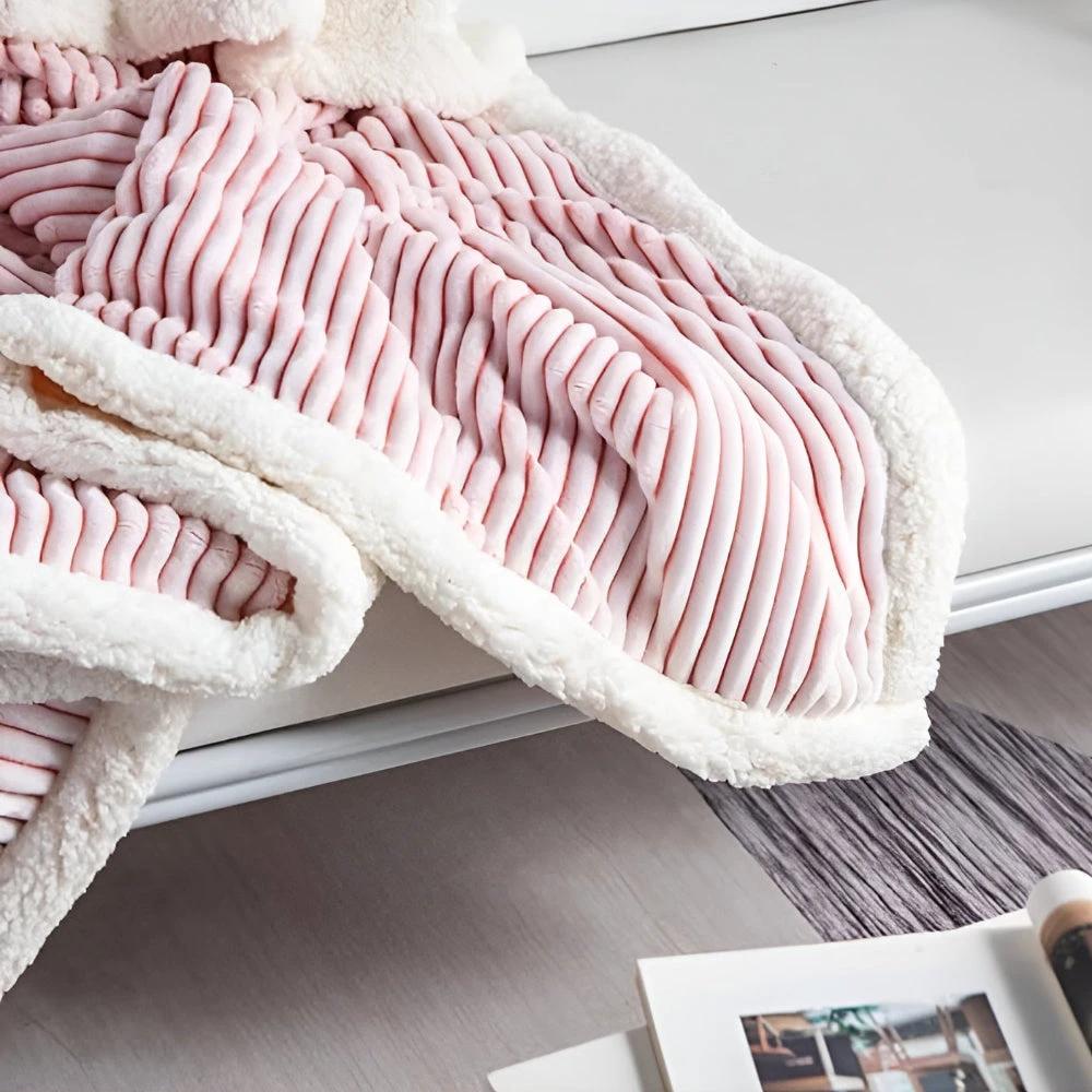 Fluffy Stripes Sherpa Blanket by Casa & Beyond