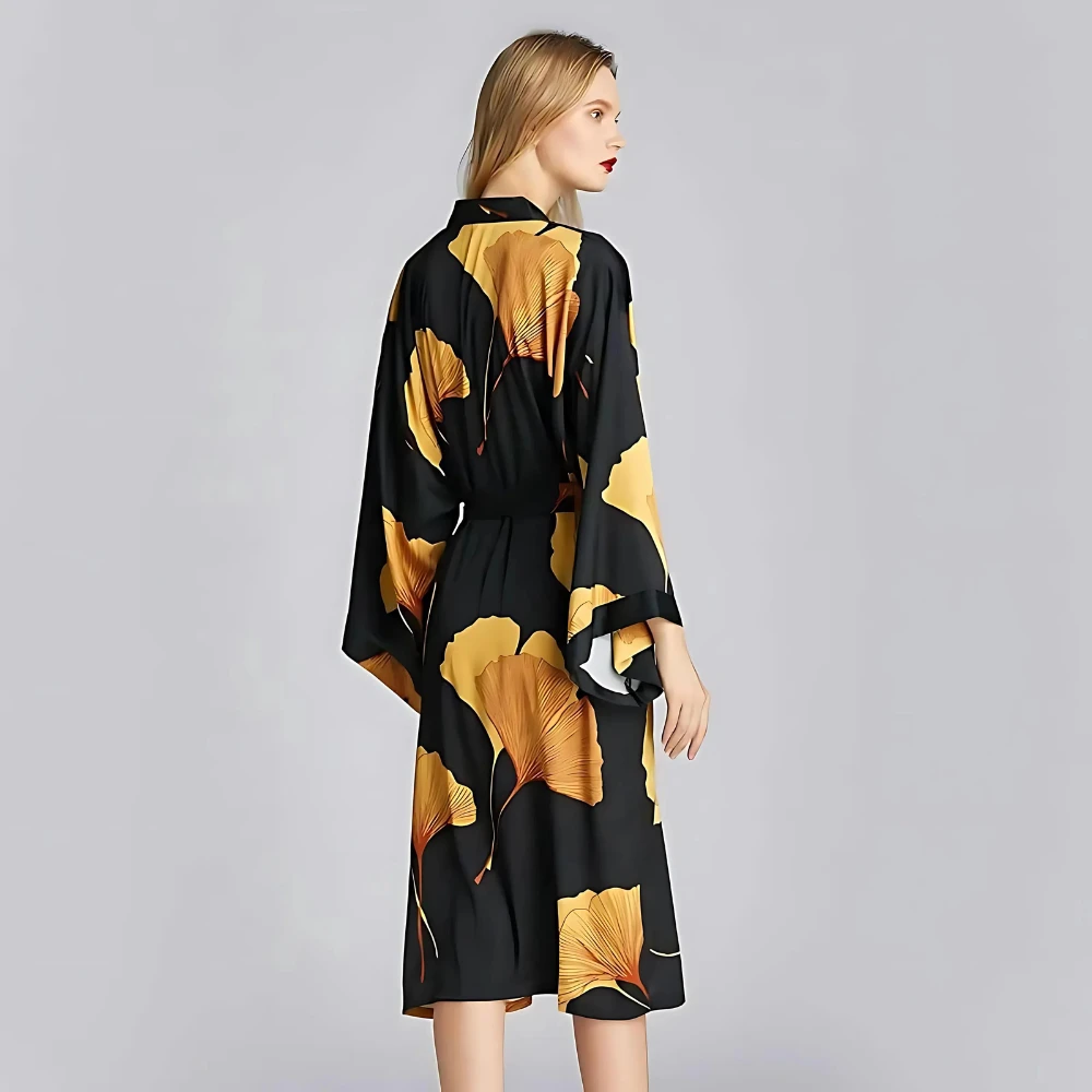 Classic Black and Yellow Bathrobe by Casa & Beyond