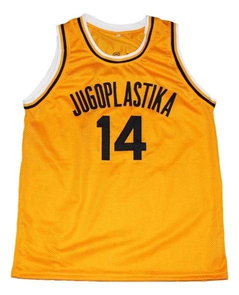 Dino Radja Jersey #14 Jugoplastika Yugoslavia Basketball Yellow by My store basketball