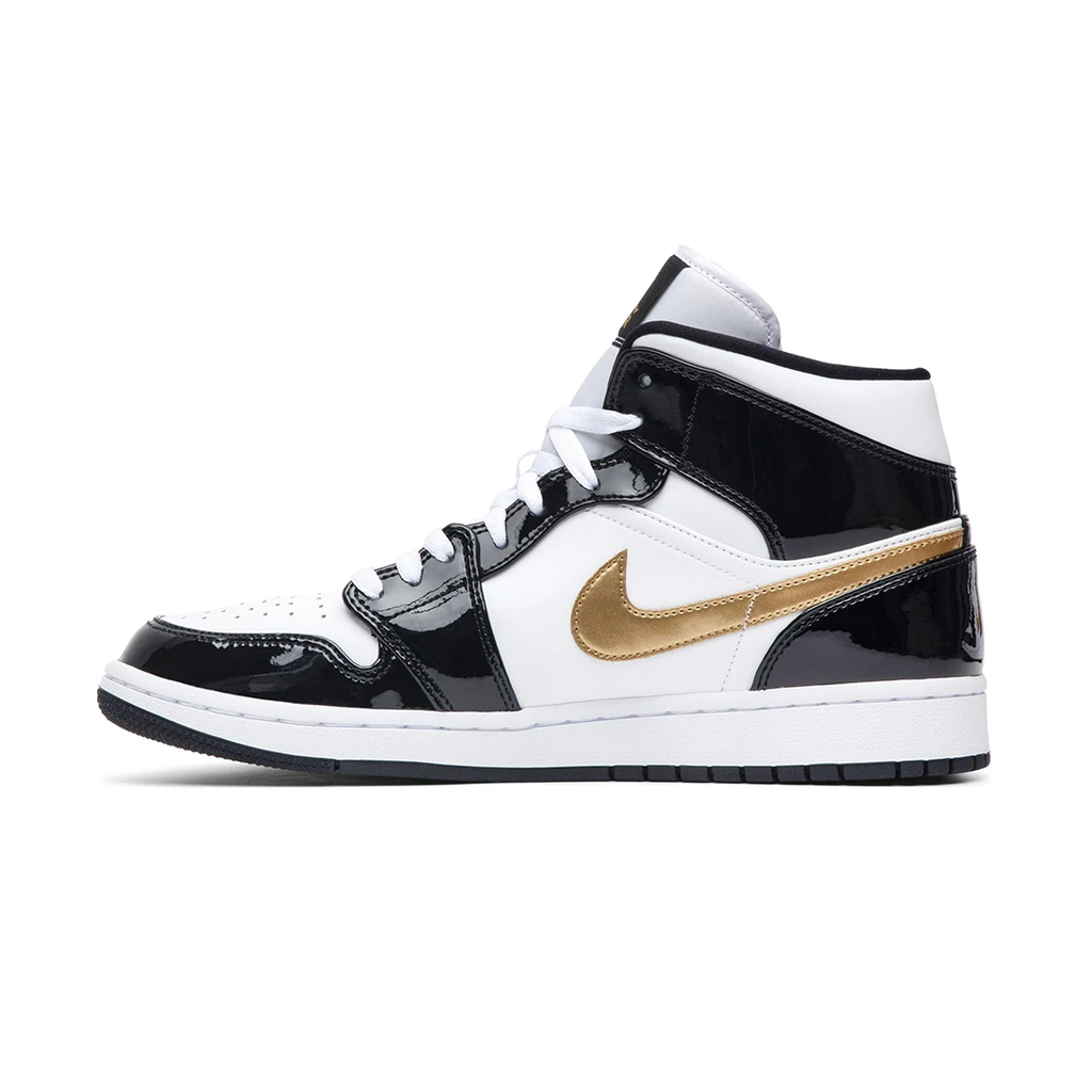 Air Jordan 1 Mid Patent Black White Gold by Air Jordan