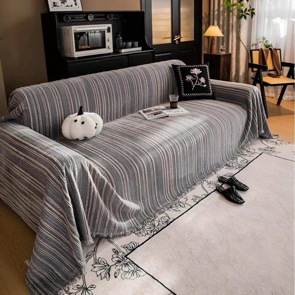 Regal Stripes Chenille Sofa Cover by Casa & Beyond