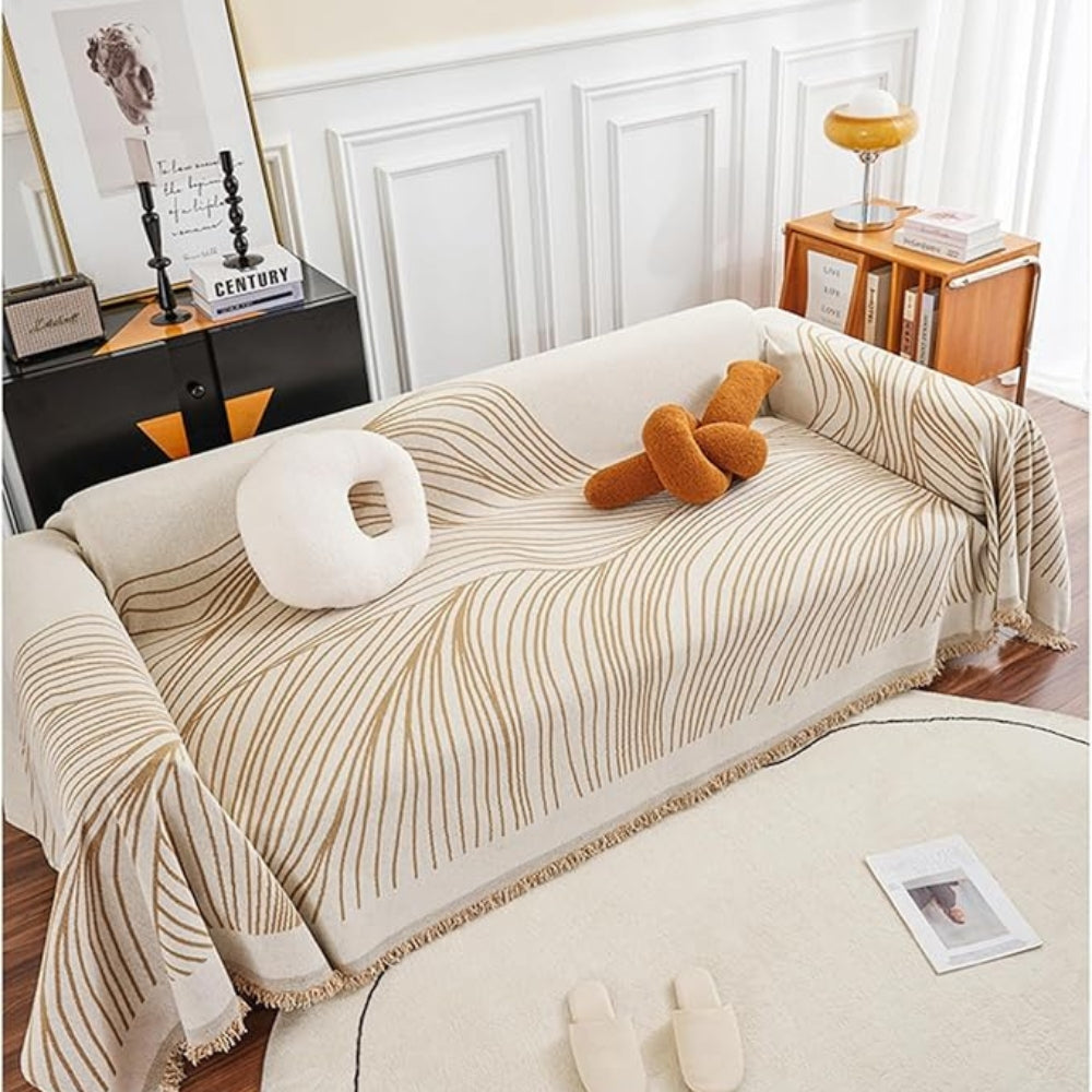 Calista Wave Chenille Sofa Cover by Casa & Beyond