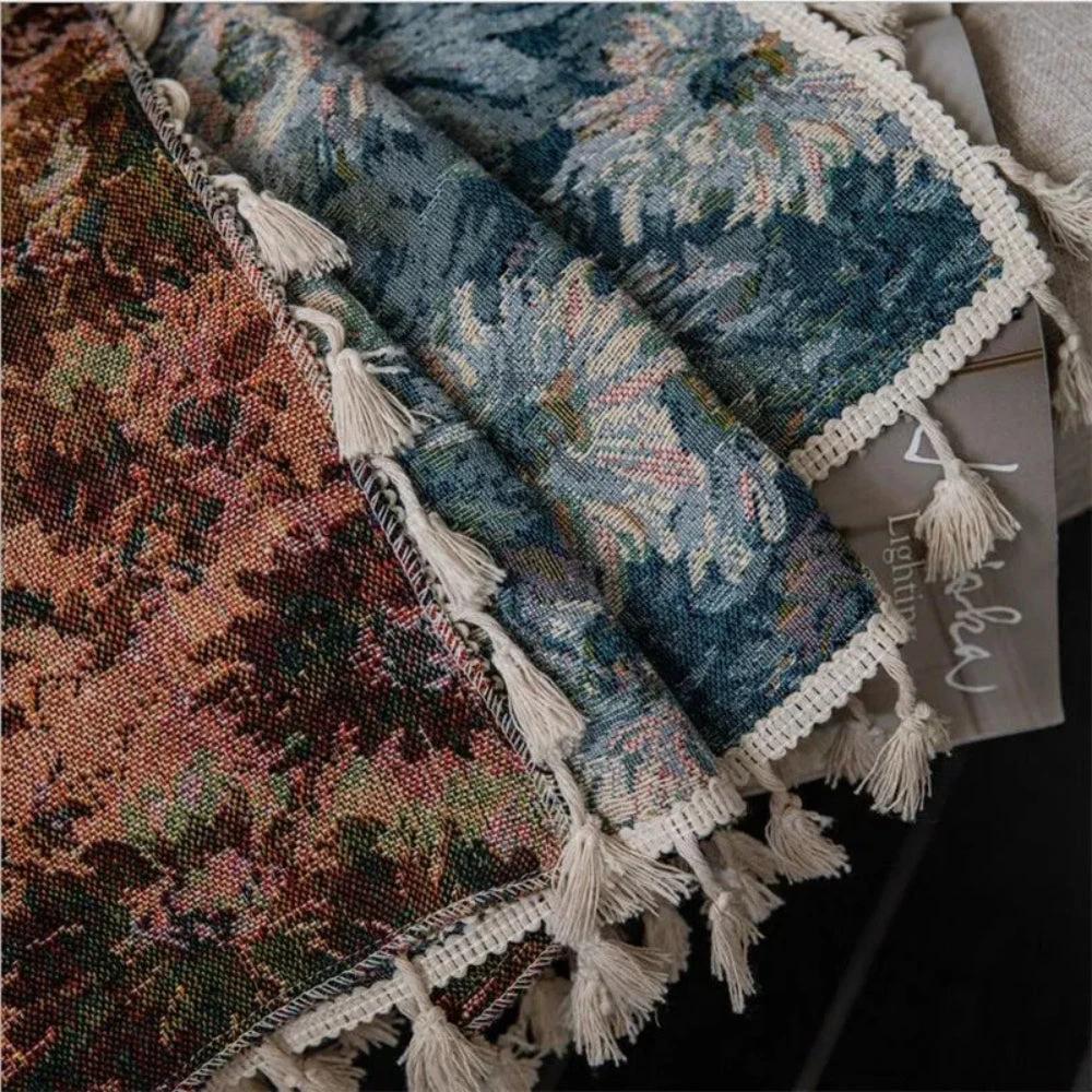 Navy Floral Tassel Curtains by Casa & Beyond