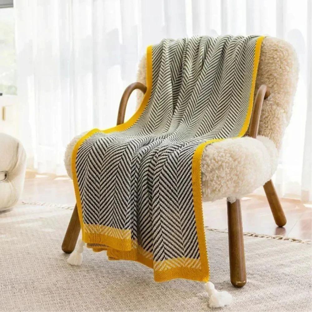 Golden Chevron Luxe Blanket by Casa & Beyond