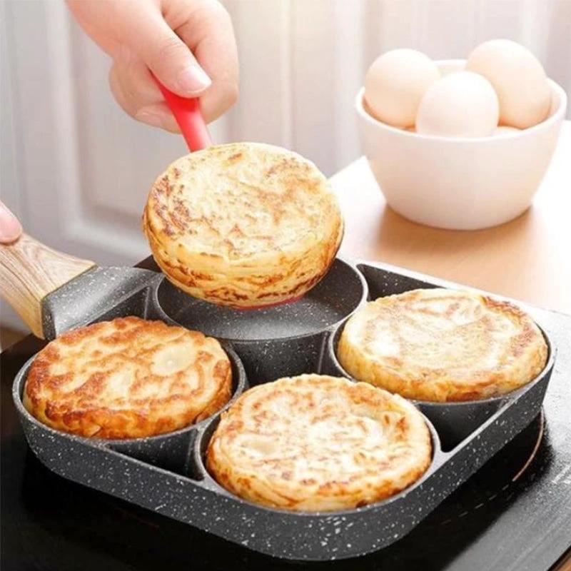Four-hole egg pan, breakfast omelette household frying pan non-stick pan by BowLift