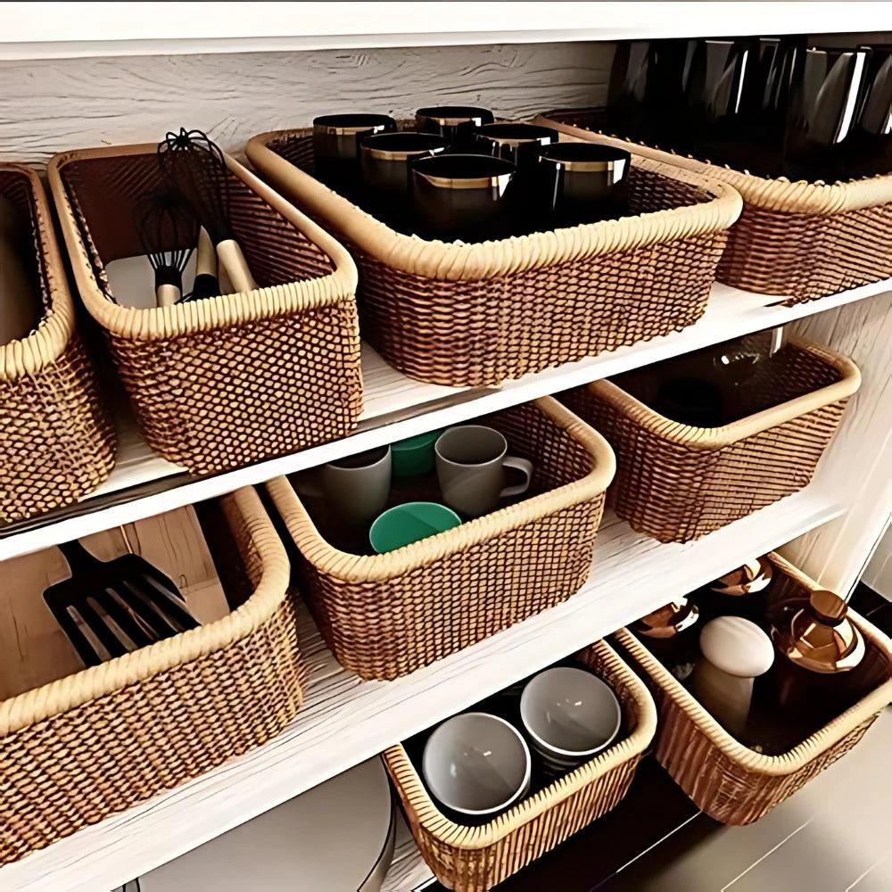 Artisan Rectangular Rattan Storage Basket by Casa & Beyond