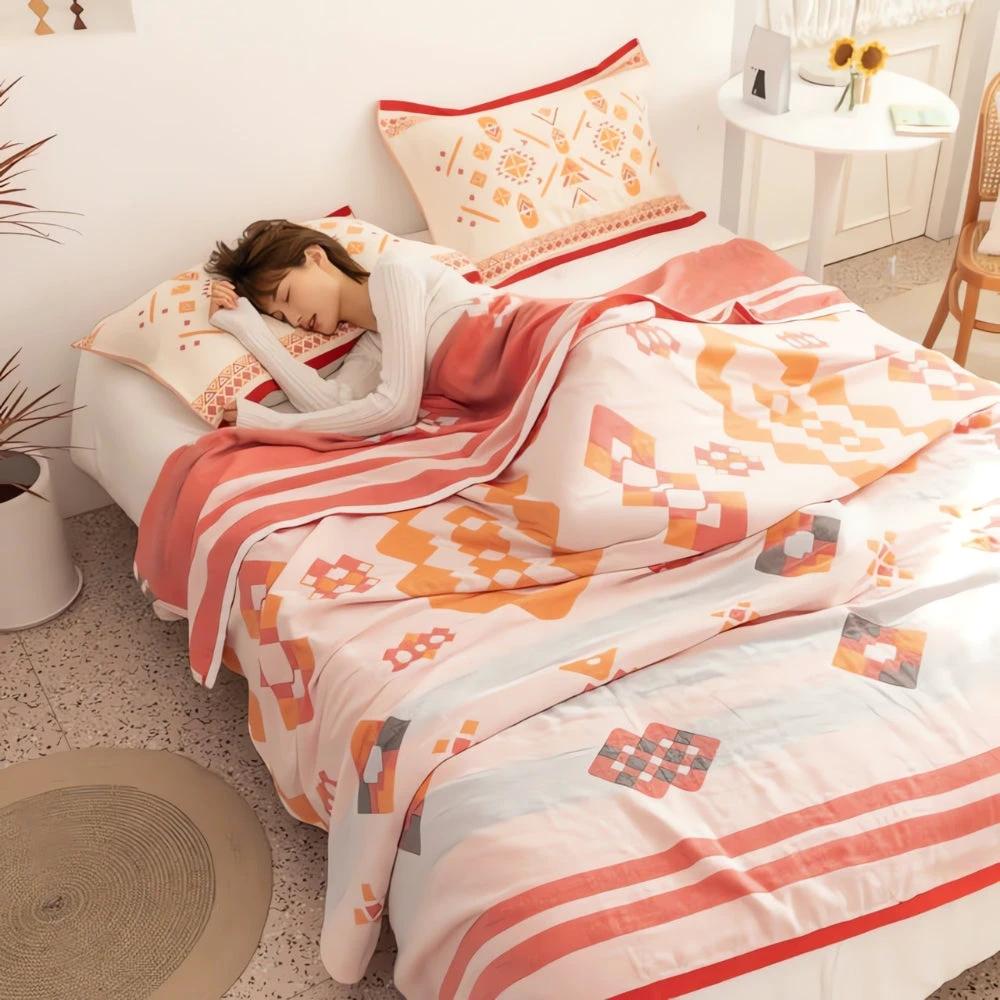 Chevron Design Four-Layer Cotton Blanket by Casa & Beyond