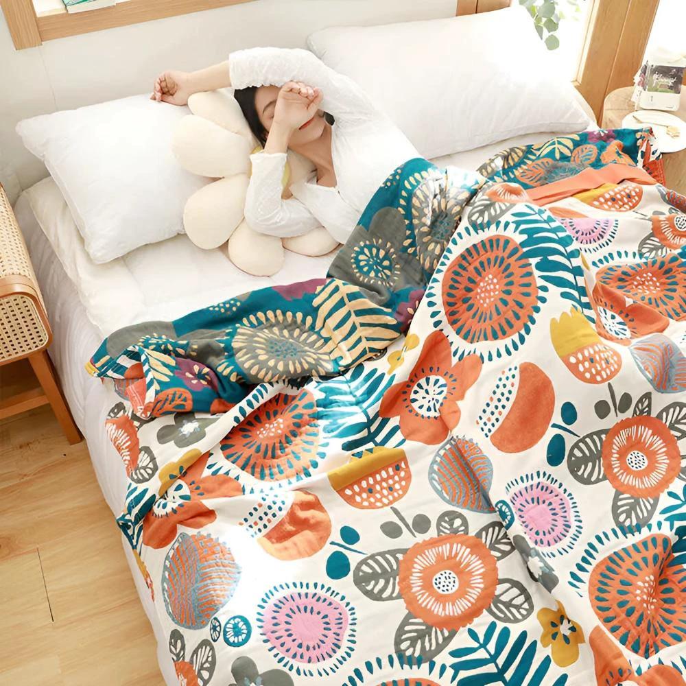 Boho Cartoon Flower Blanket by Casa & Beyond