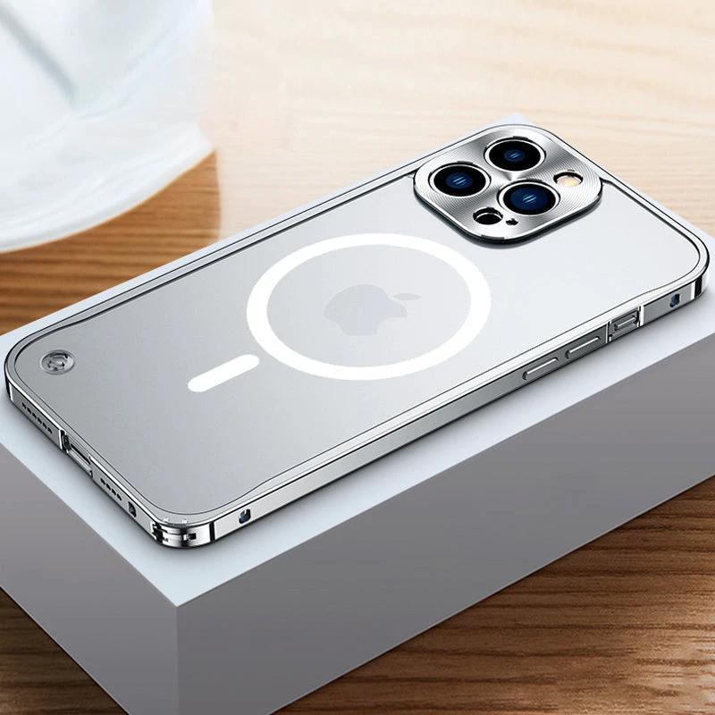 Magnetic phone case for iPhone with metal frame by Bowlift