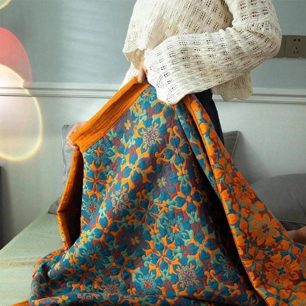 Citrus Sunrise Six Layers Cotton Blanket by Casa & Beyond