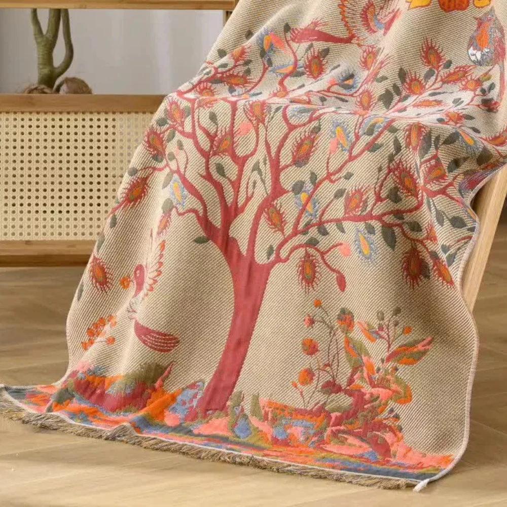 Vibrant Tree Cotton Tassel Towel by Casa & Beyond