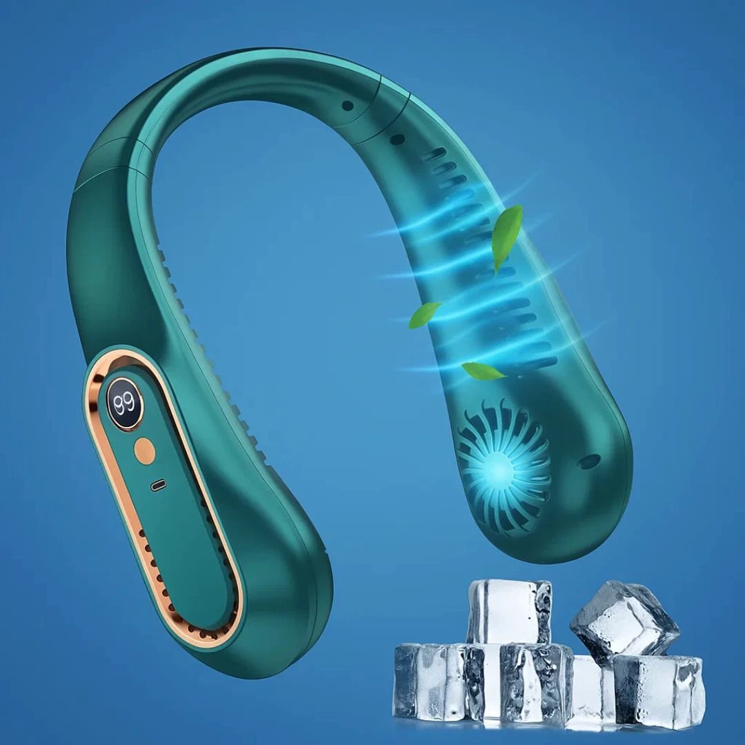 CoolEase | Portable Neck Fan – Hands‑Free Bladeless Cooling – Five‑Speed USB‑C – Travel Office Commuters Bowlift by Bowlift
