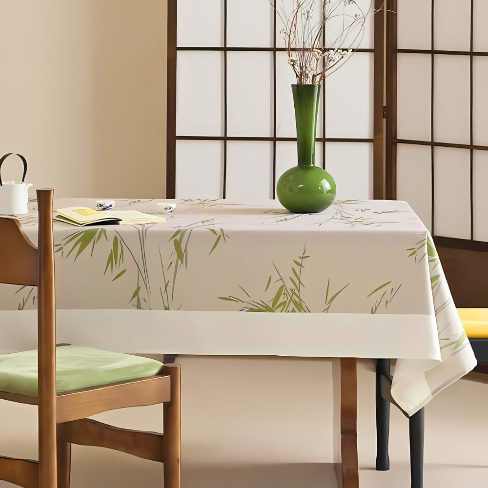 Elegant Pastoral Bamboo Zen Tablecloth by Casa & Beyond