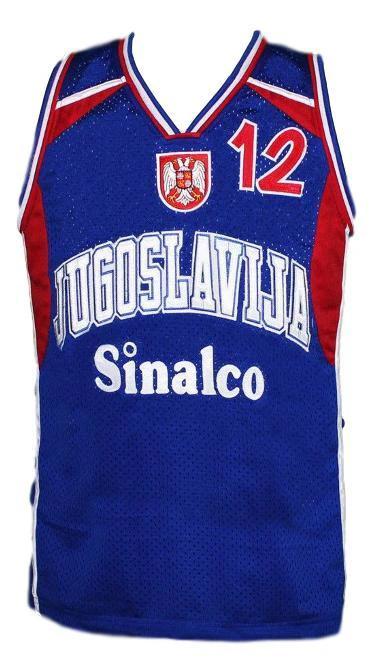 Vlade Divac Jersey #12 Jugoslavija Yugoslavia Basketball New Sewn Blue by My store basketball