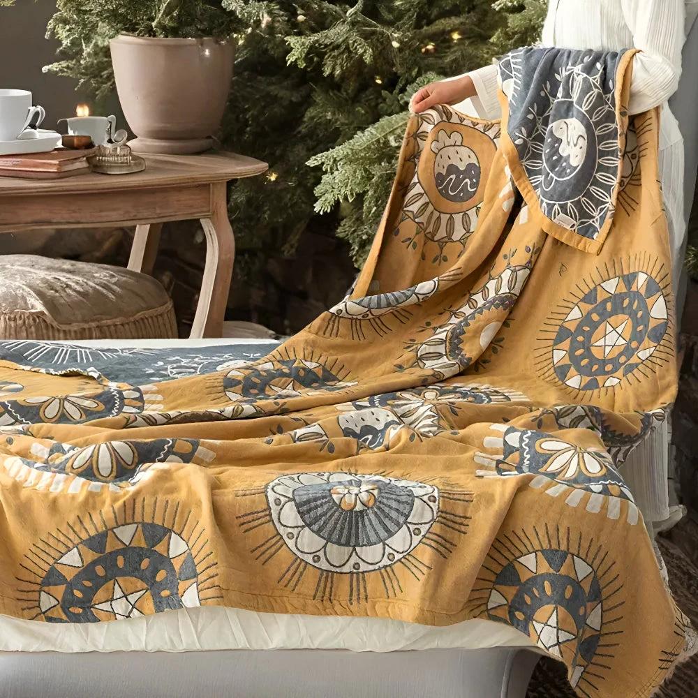 Blossom Radiance Circle Cotton Blanket by Casa & Beyond