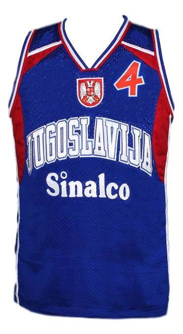 Dejan Bodiroga Jersey #4 Jugoslavija Yugoslavia Basketball New Sewn Blue by My store basketball