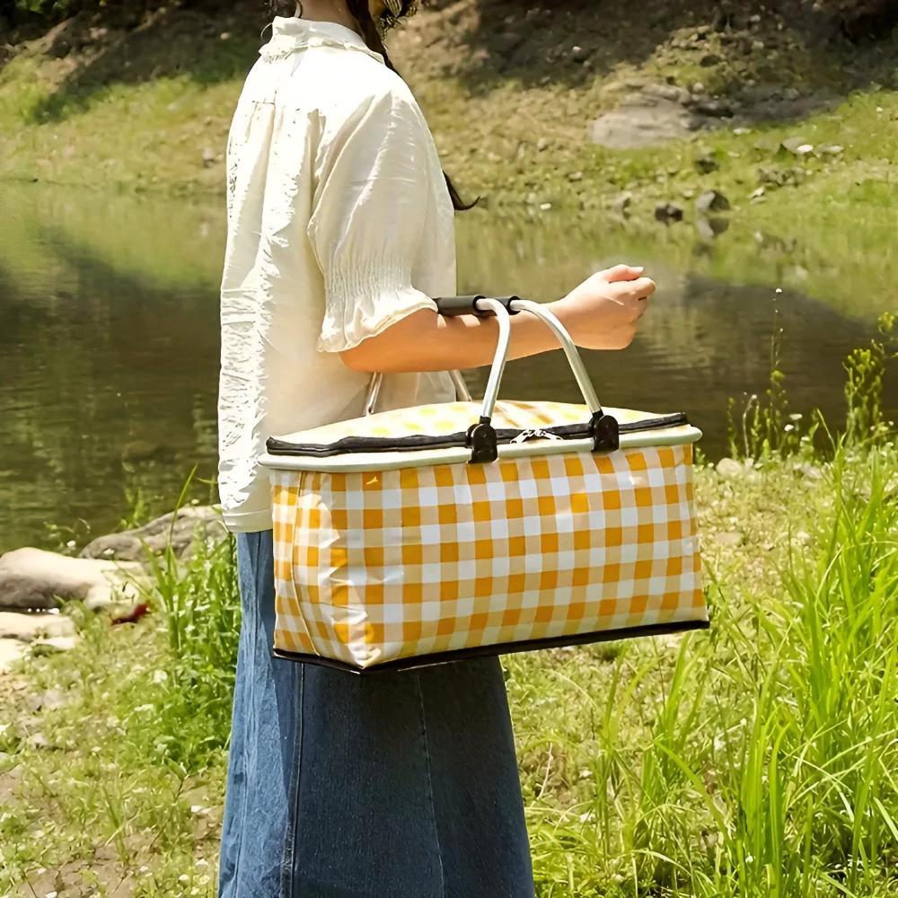 Foldable Checkered Picnic Basket by Casa & Beyond