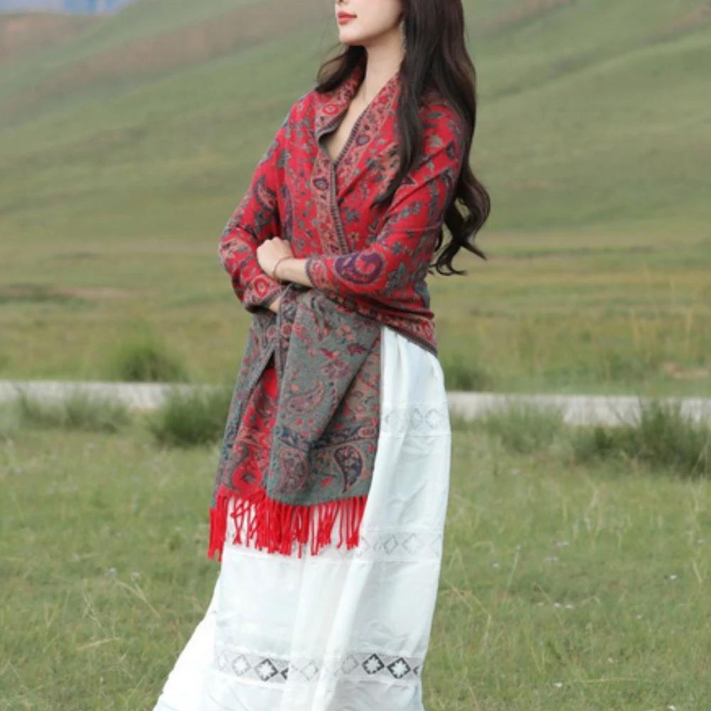 Paisley Elegance Winter Poncho Shawl by Casa & Beyond