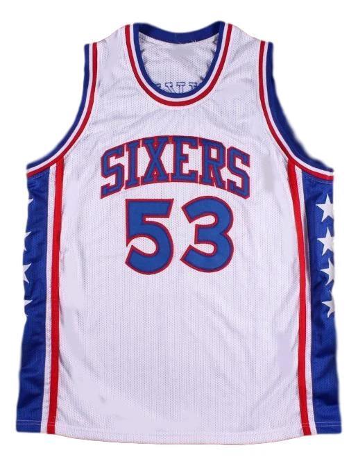 Darryl Dawkins Jersey #53 Philadelphia Basketball Sewn White by My store basketball