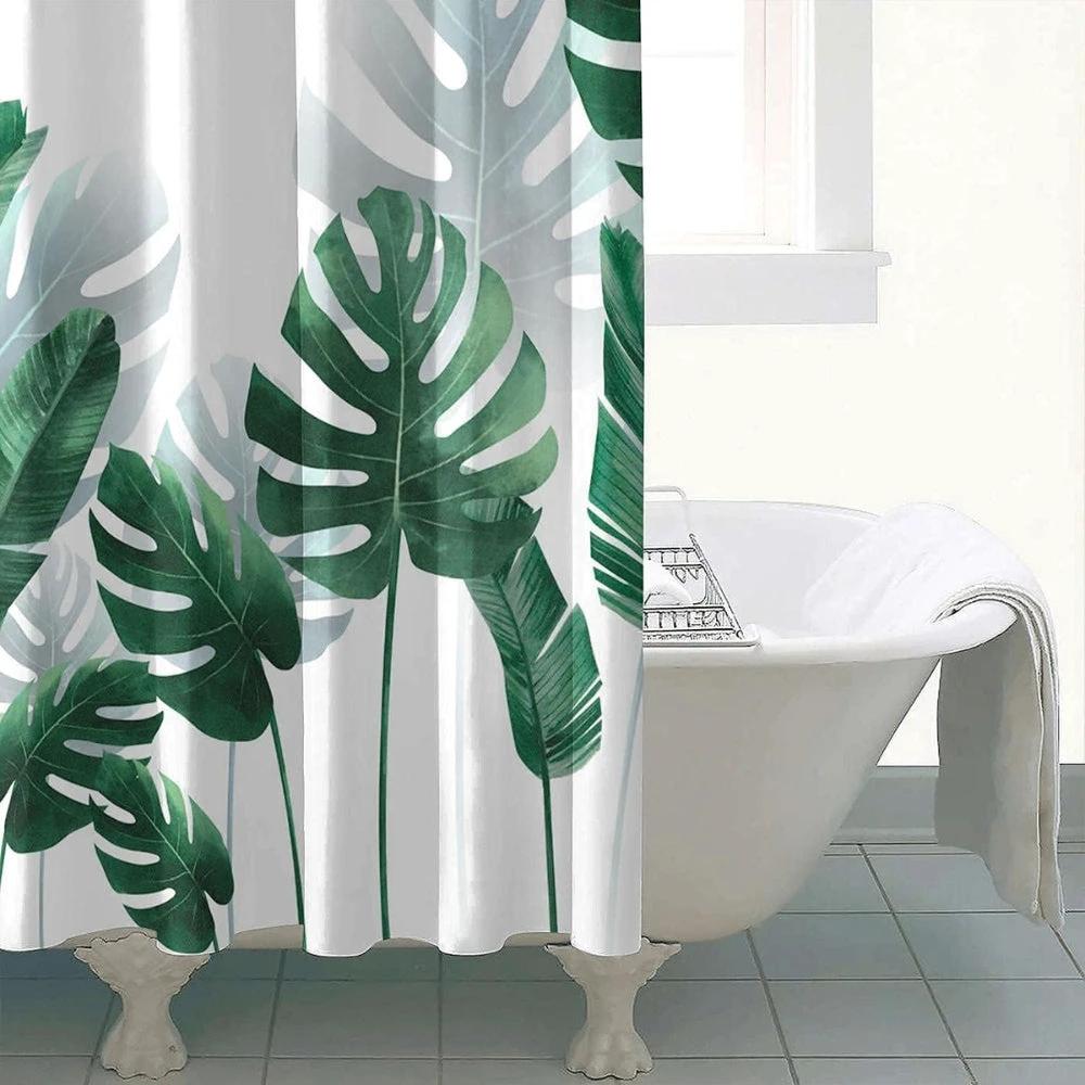 Tropical Monstera Leaves Shower Curtain by Casa & Beyond