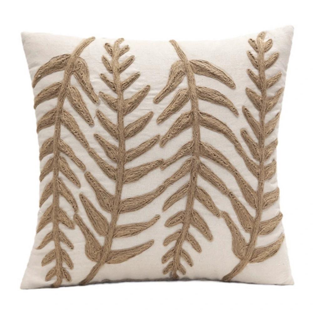 Leaf Embroidery Cushion Cover by Casa & Beyond