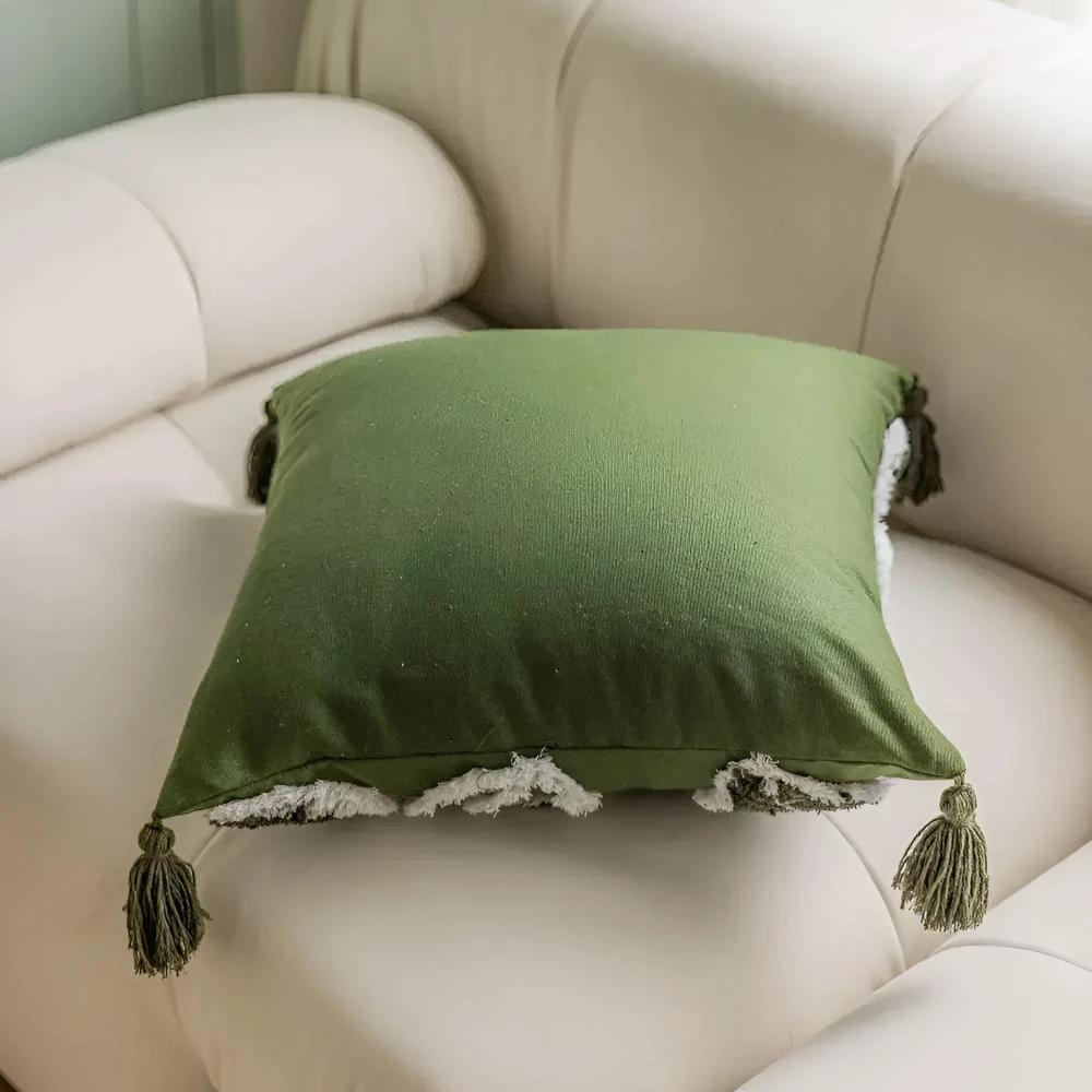 Plush Leaf With Tassel Cushion Cover by Casa & Beyond