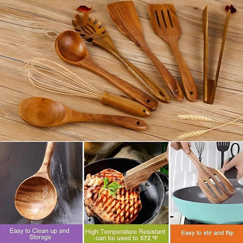 Premium Wooden Cooking Utensils | 7 Sets by Casa & Beyond