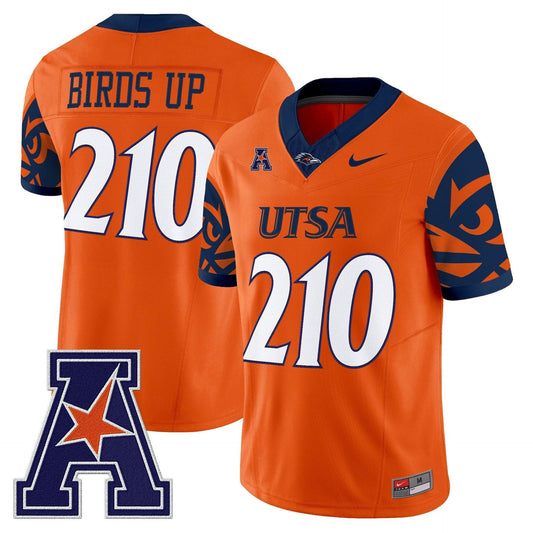 Birds Up Jersey #210 UTSA Roadrunners 2025 Vapor Limited V2 Stitched Orange by My Store NCAA Football Jerseys