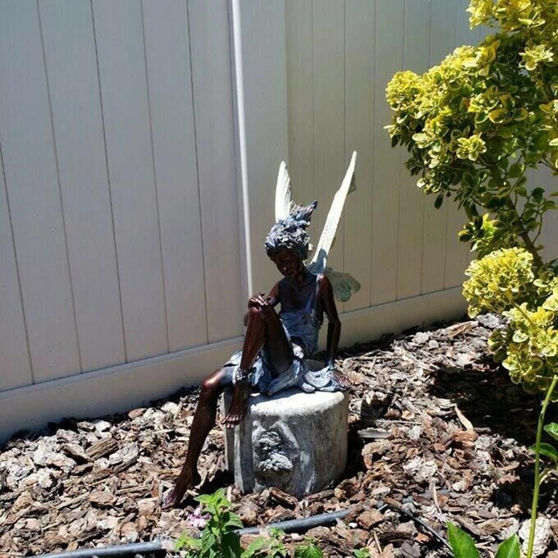 Sitting Fairy Garden Statue by BowLift