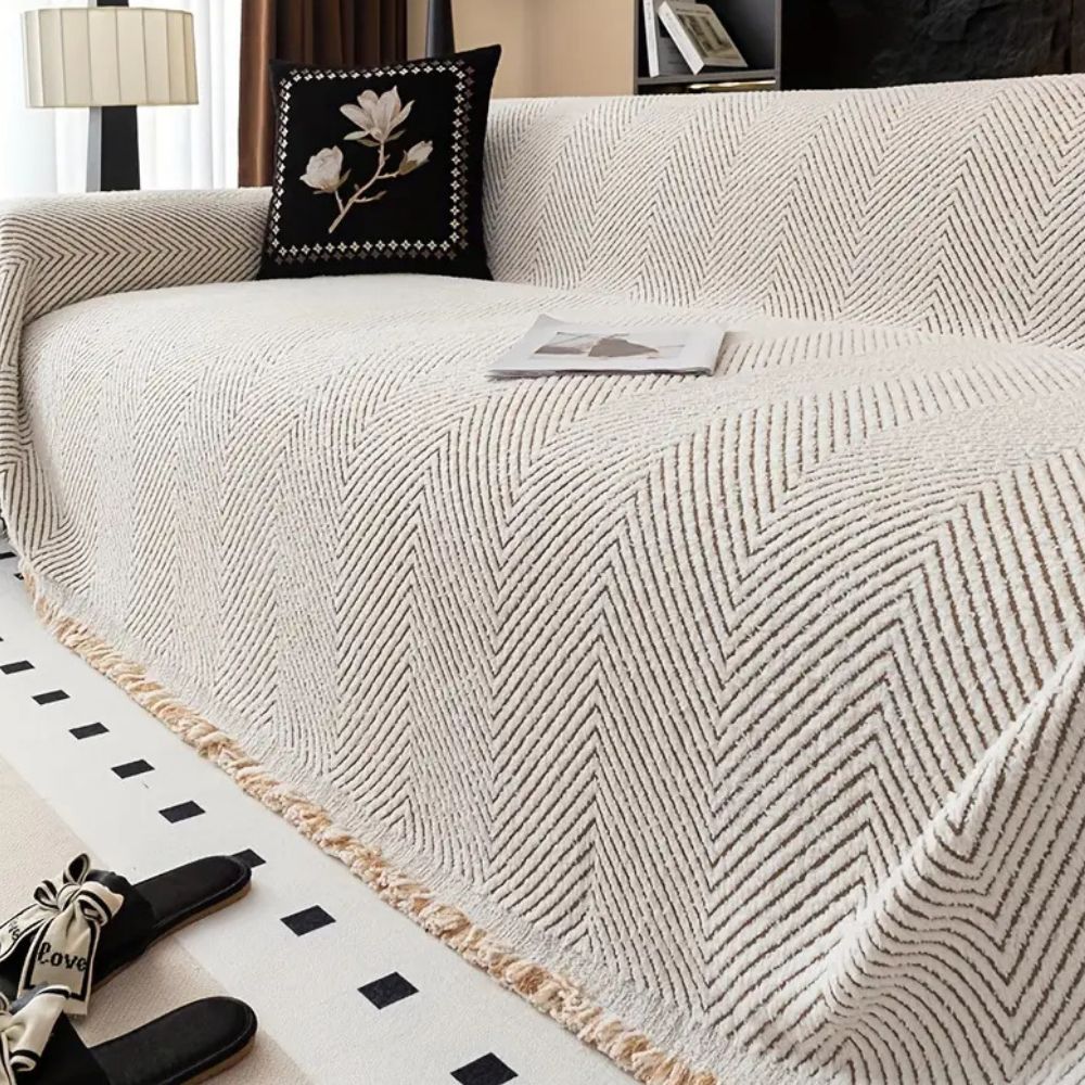 Stripe Herringbone Sofa Cover by Casa & Beyond