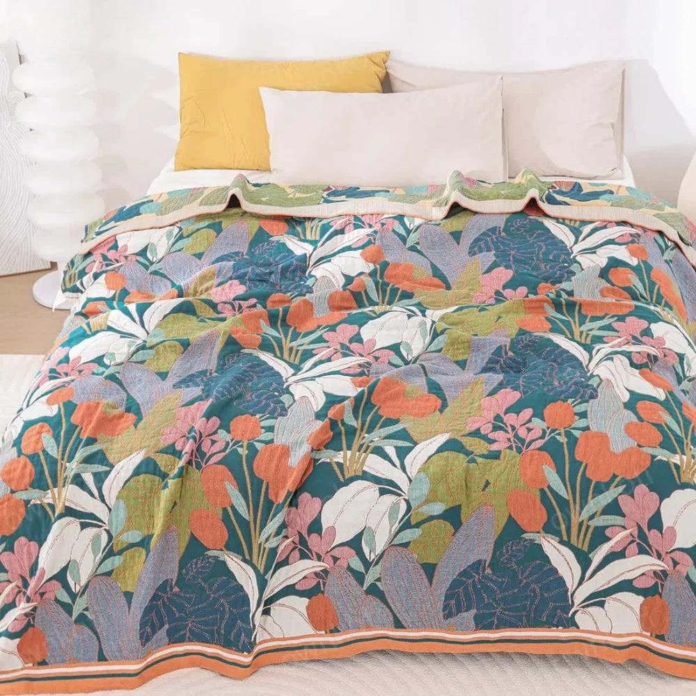 Garden-Inspired Cotton Gauze Blanket by Casa & Beyond